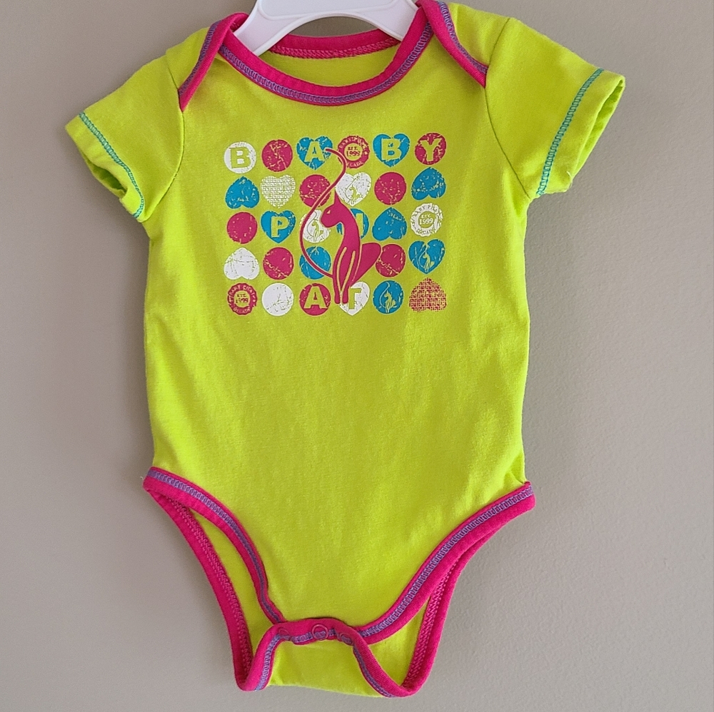 baby phat lime green and pink short sleeved onesie/bodysuit